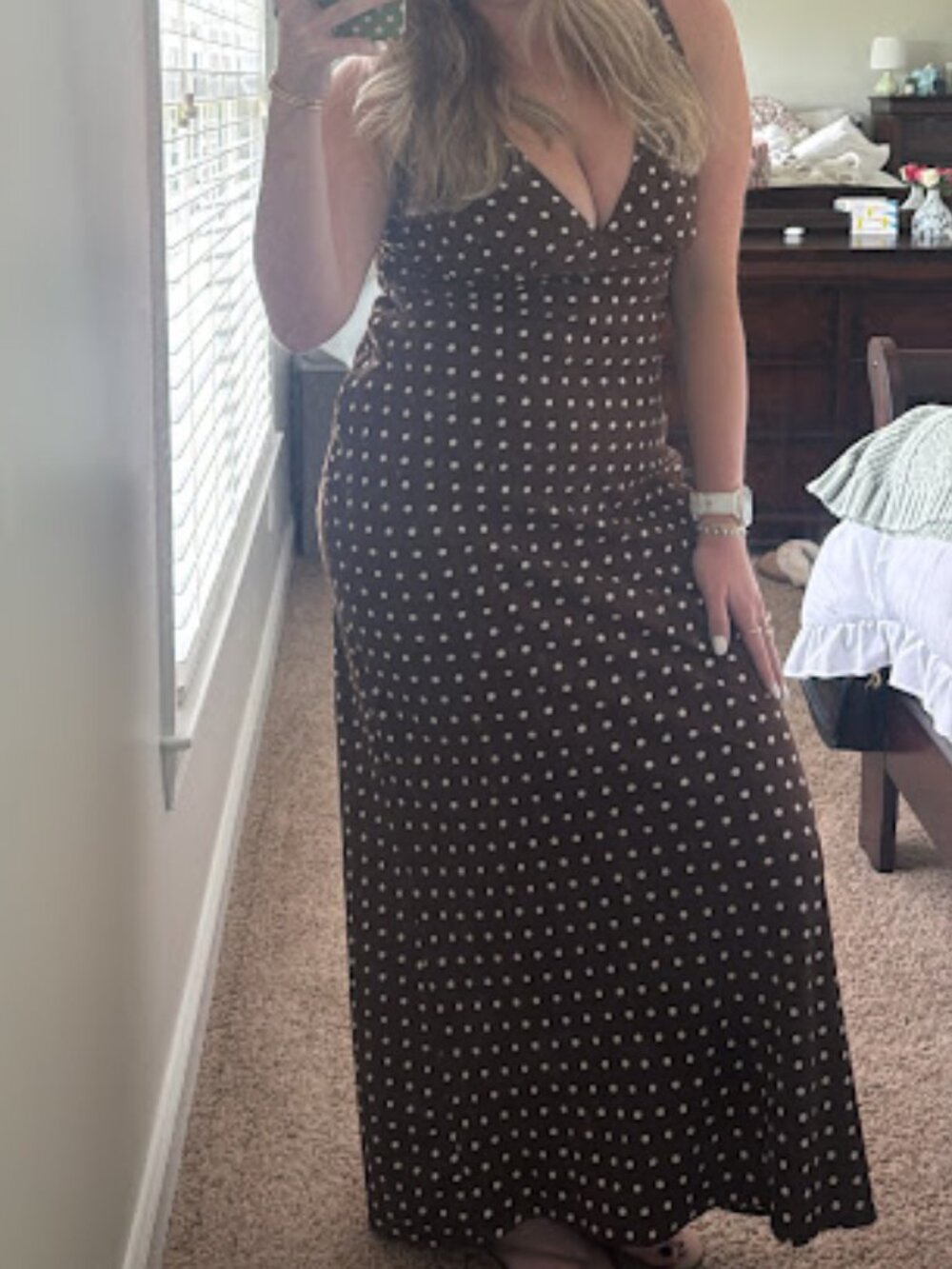 Princess Polly Nellie Maxi Brown Dress Polka Dot - Picture 3 of 3